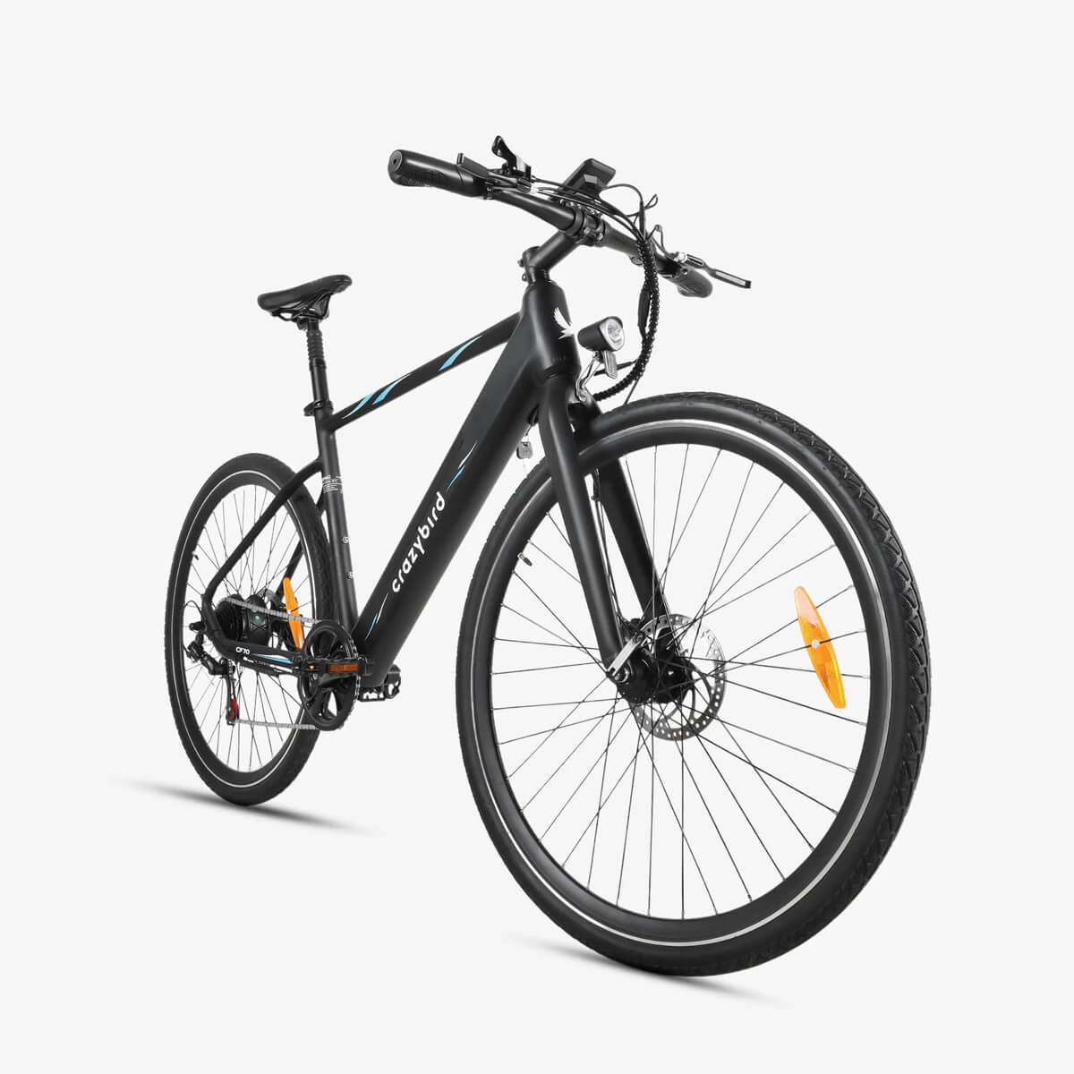 Back view of the Vero Modern Road Bike highlighting the disc brakes and reflectors.